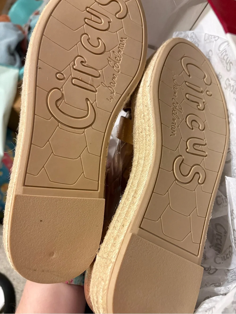 Sam Edelman Metallic Rose Gold Woven Espadrille Platform Sandals